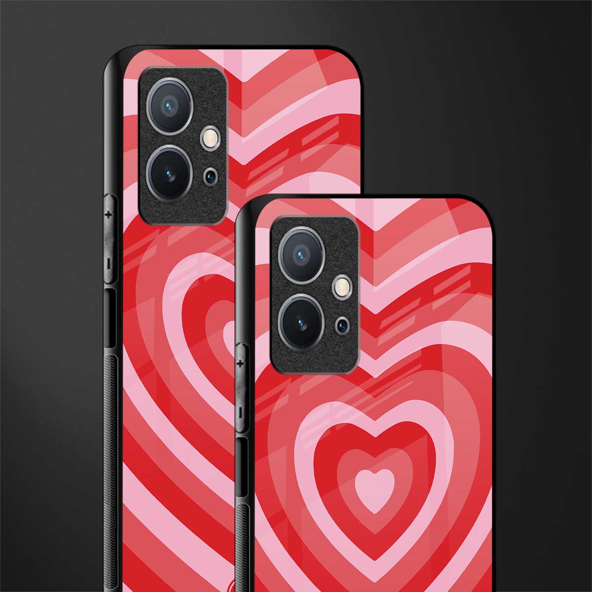 y2k red hearts aesthetic glass case for vivo t1 5g image-2