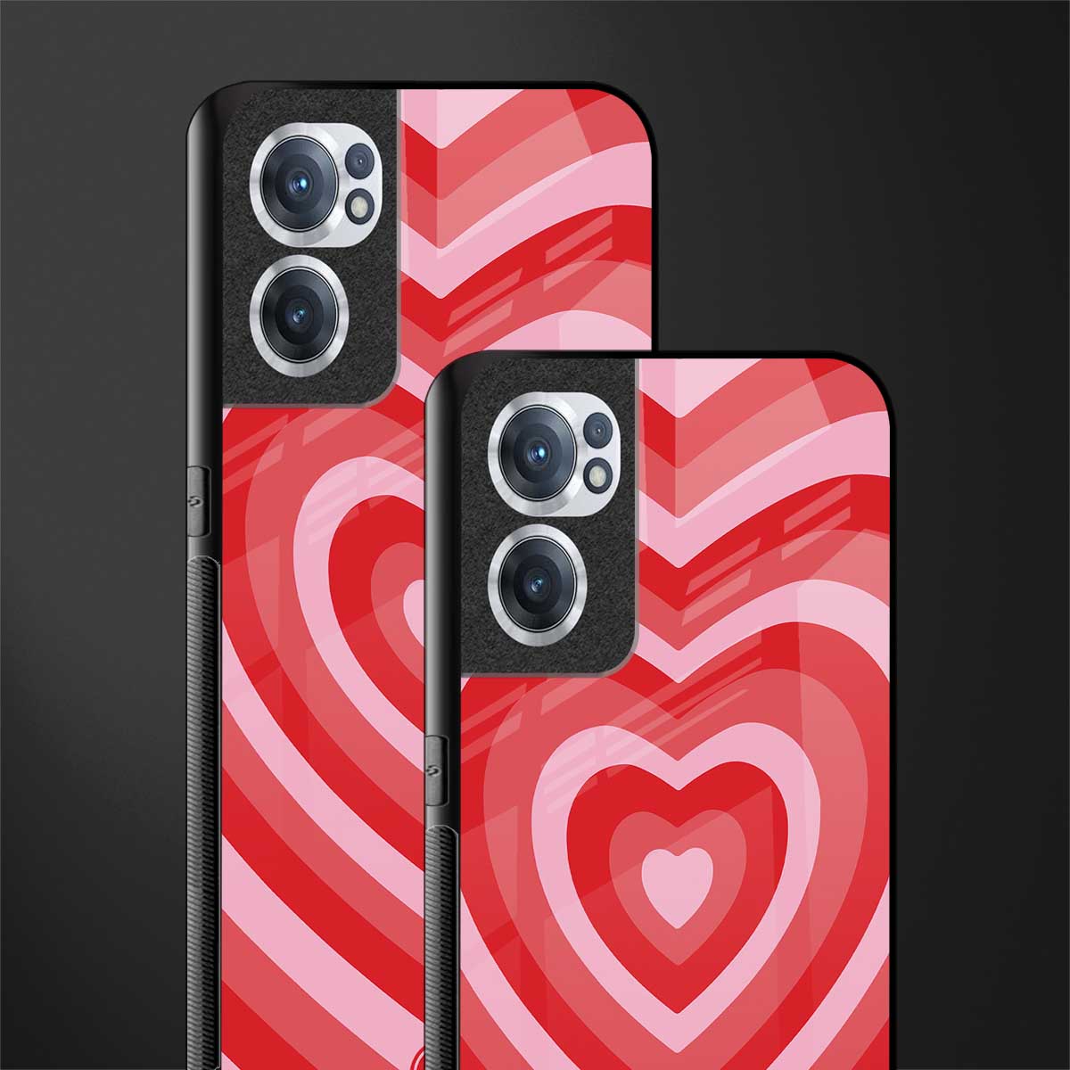 y2k red hearts aesthetic glass case for oneplus nord ce 2 5g image-2
