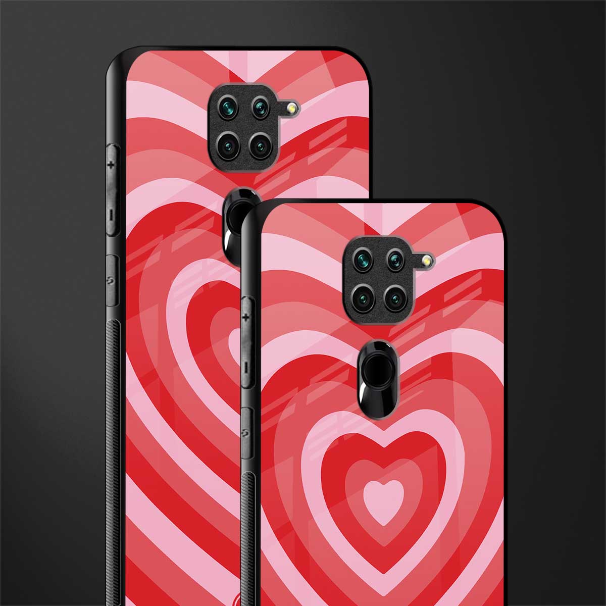 y2k red hearts aesthetic glass case for redmi note 9 image-2