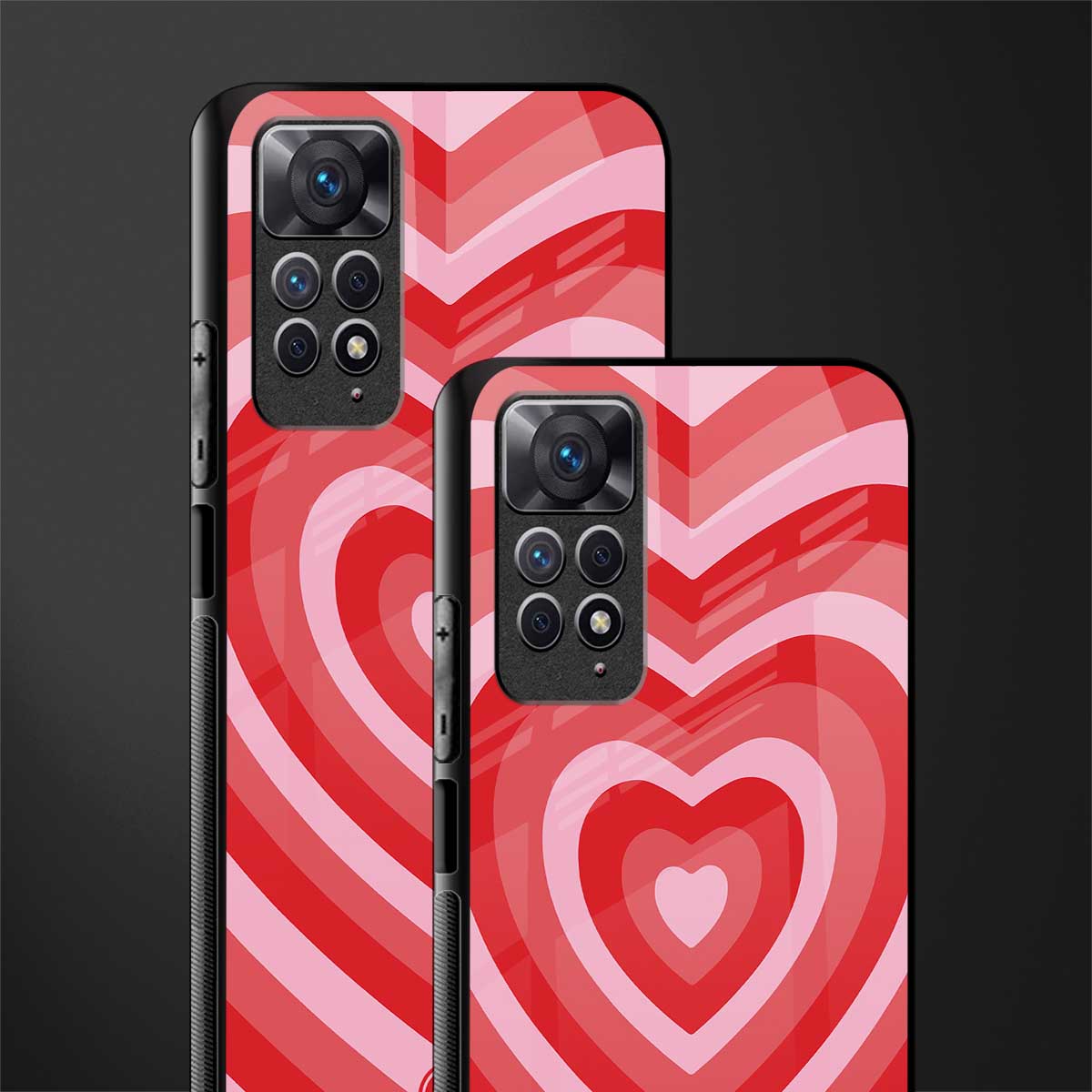 y2k red hearts aesthetic glass case for redmi note 11 image-2
