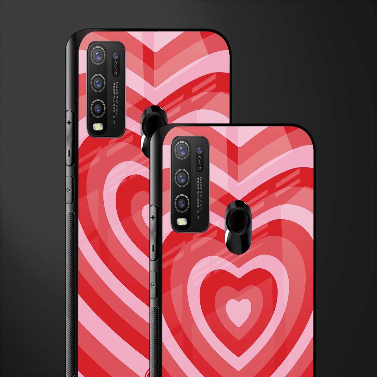 y2k red hearts aesthetic glass case for vivo y50 image-2