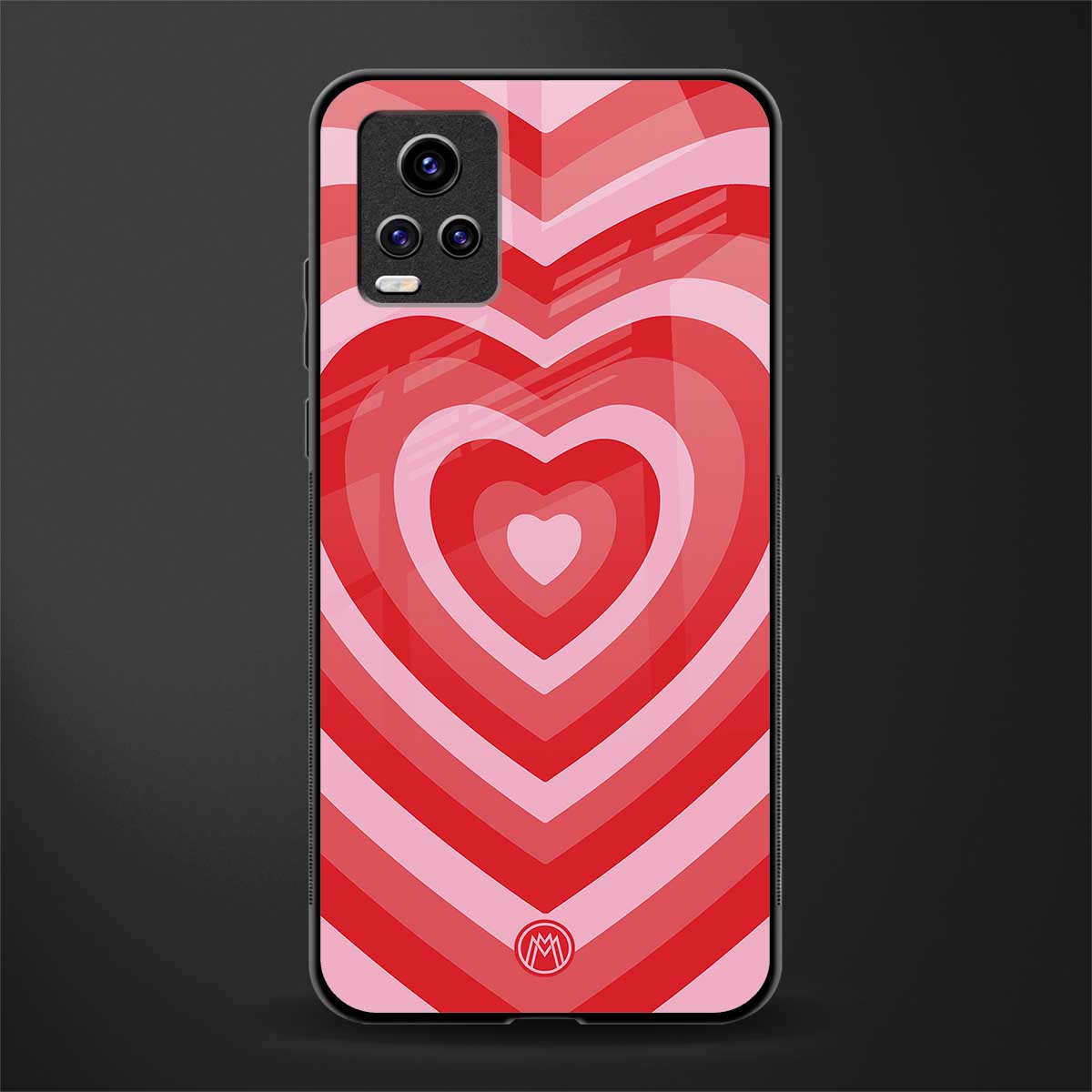 y2k red hearts aesthetic glass case for vivo v20 image