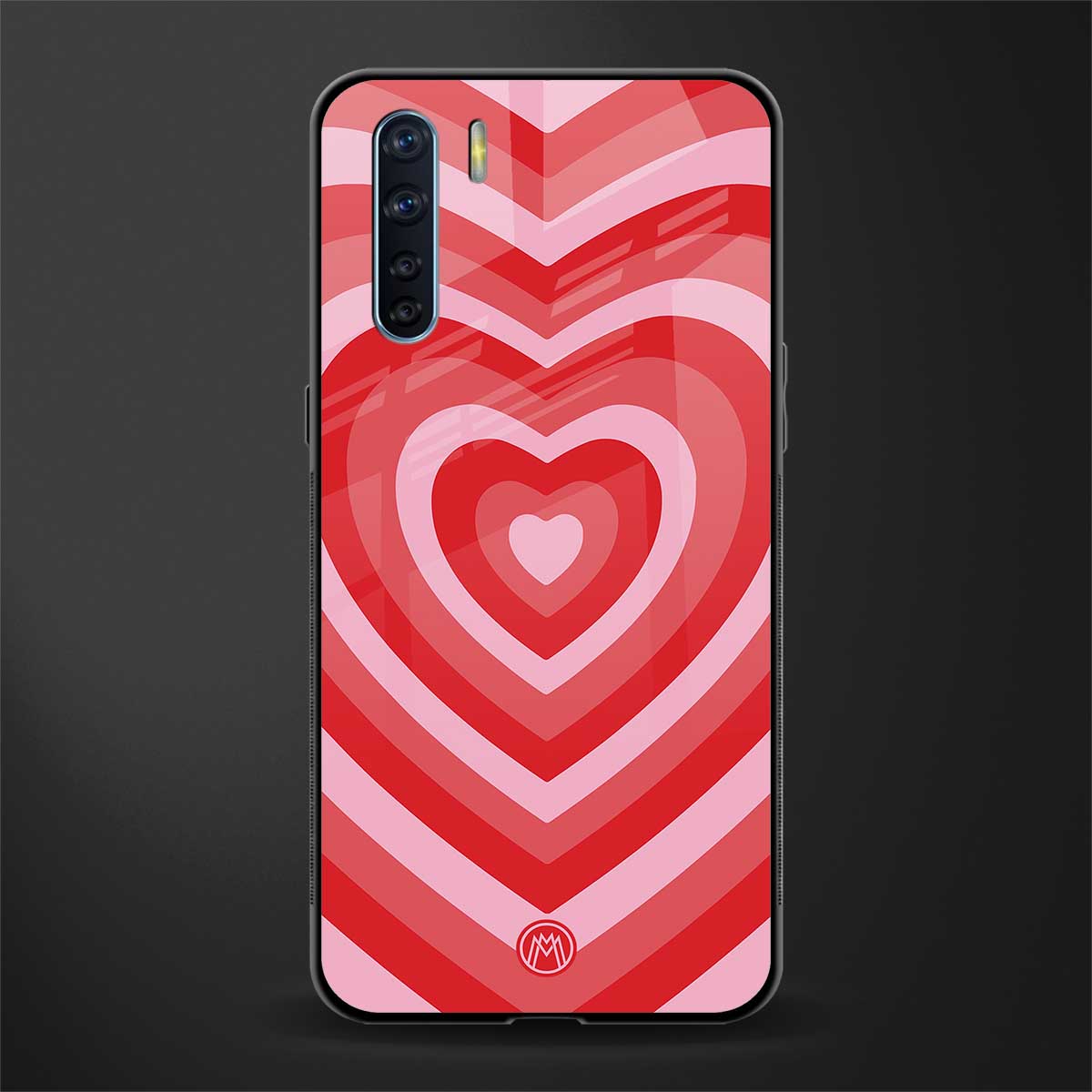 y2k red hearts aesthetic glass case for oppo f15 image