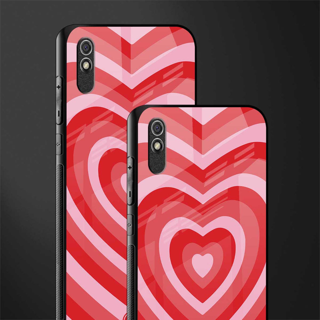 y2k red hearts aesthetic glass case for redmi 9a image-2