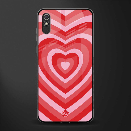 y2k red hearts aesthetic glass case for redmi 9i image