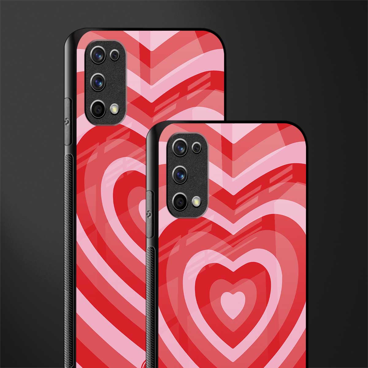 y2k red hearts aesthetic glass case for realme 7 pro image-2