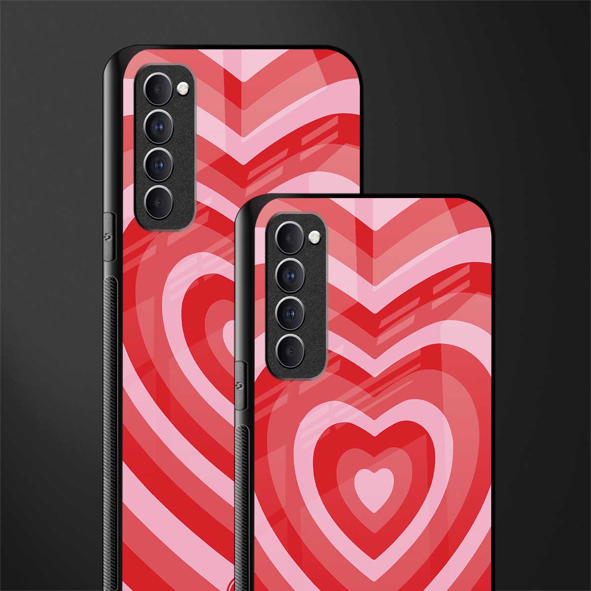 y2k red hearts aesthetic glass case for oppo reno 4 pro image-2