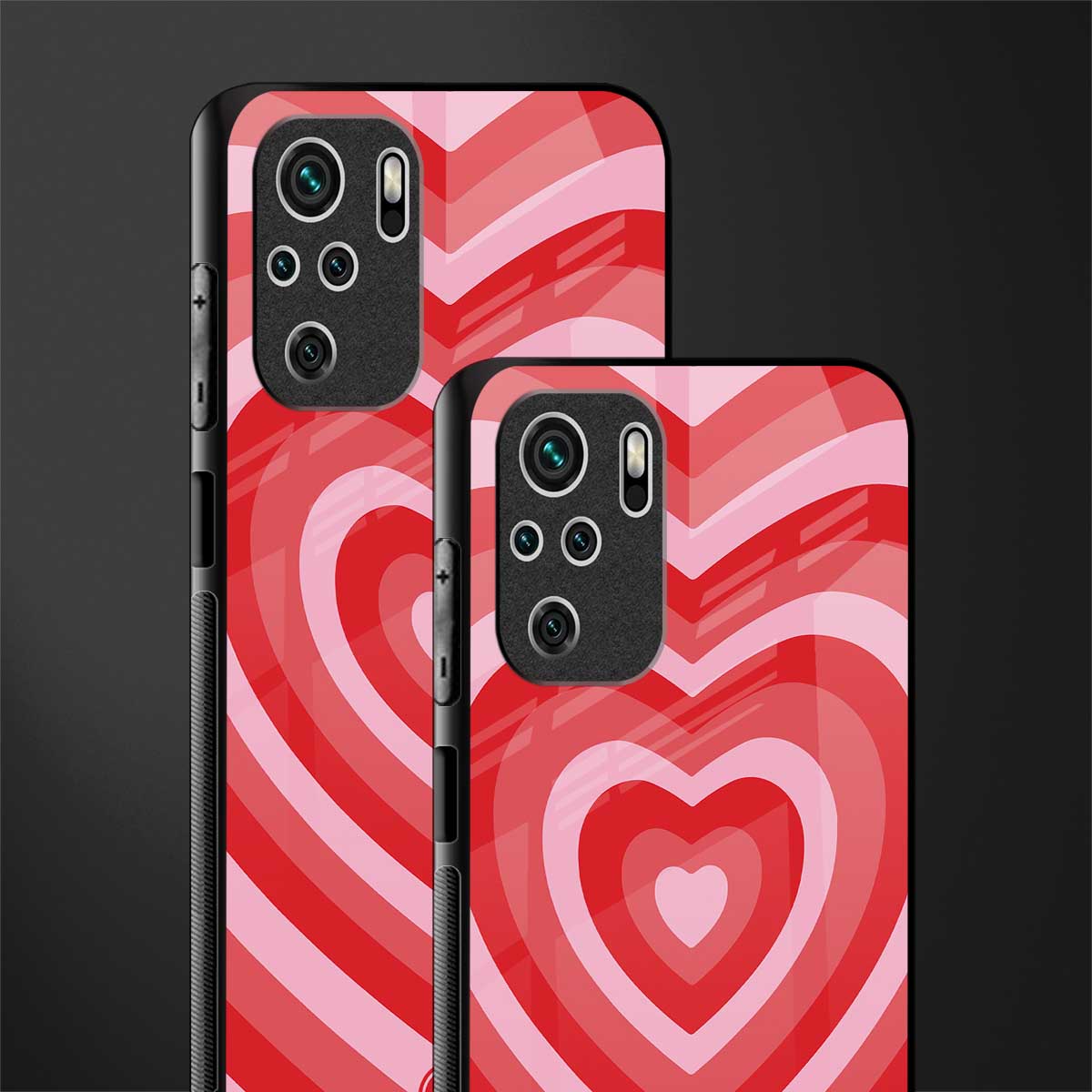 y2k red hearts aesthetic glass case for redmi note 10 image-2