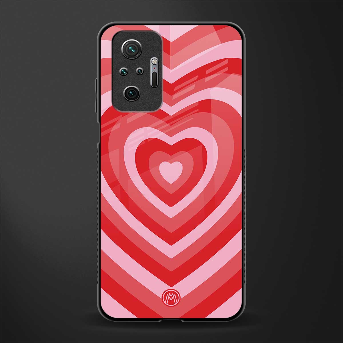 y2k red hearts aesthetic glass case for redmi note 10 pro image