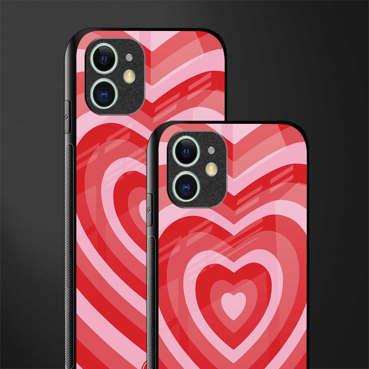 y2k red hearts aesthetic glass case for iphone 12 mini image-2