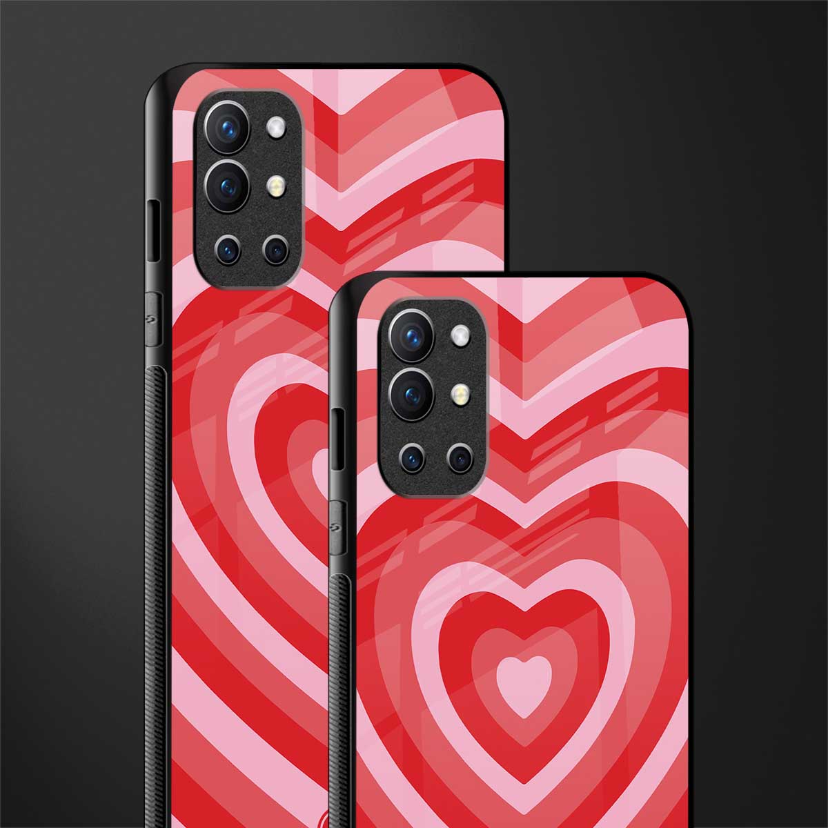y2k red hearts aesthetic glass case for oneplus 9r image-2