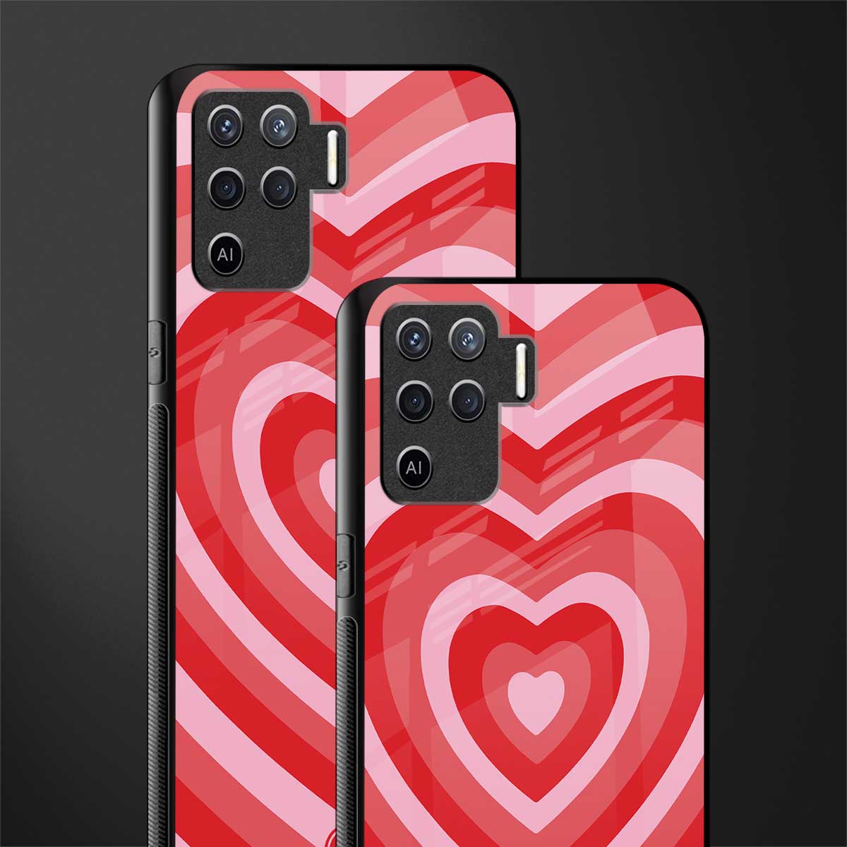 y2k red hearts aesthetic glass case for oppo f19 pro image-2
