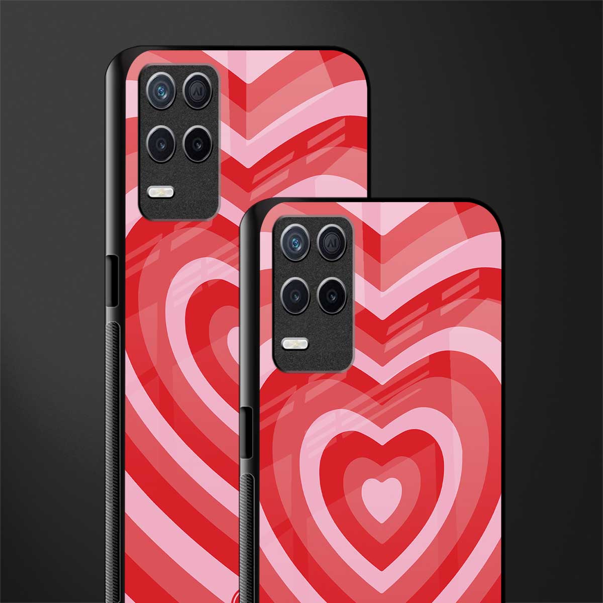 y2k red hearts aesthetic glass case for realme 8 5g image-2