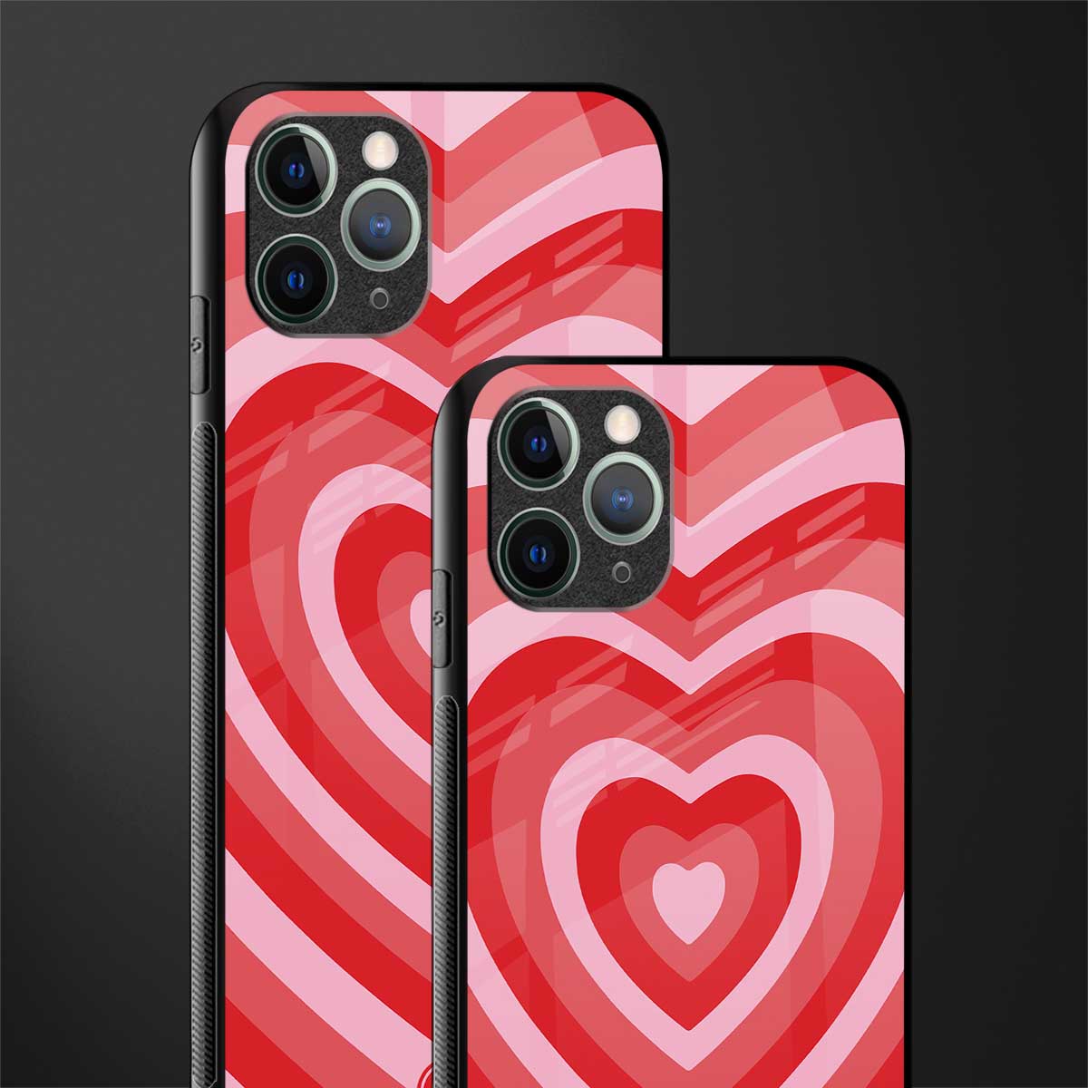 y2k red hearts aesthetic glass case for iphone 11 pro max image-2