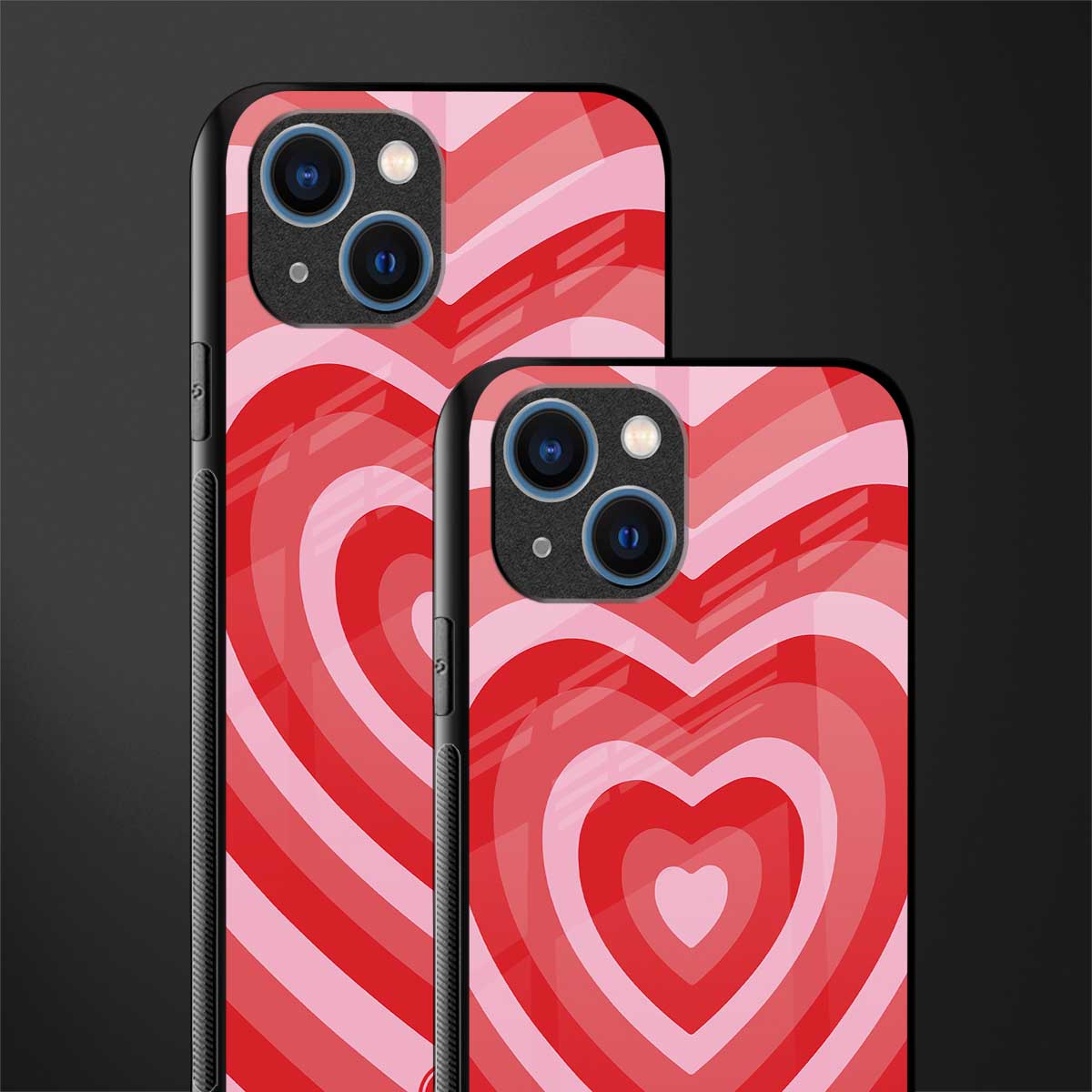 y2k red hearts aesthetic glass case for iphone 14 image-2