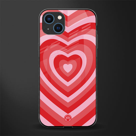 y2k red hearts aesthetic glass case for iphone 14 image