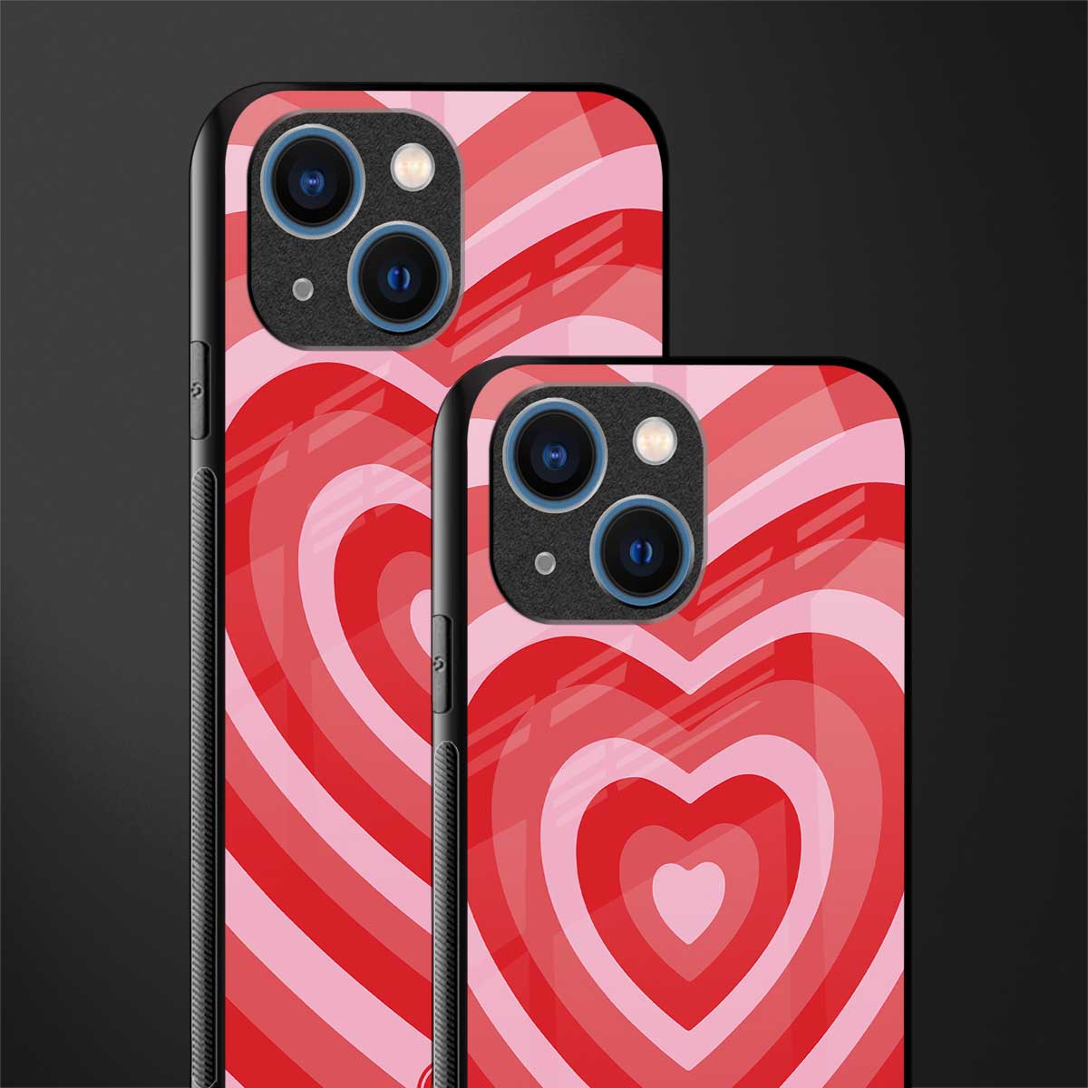 y2k red hearts aesthetic glass case for iphone 13 mini image-2
