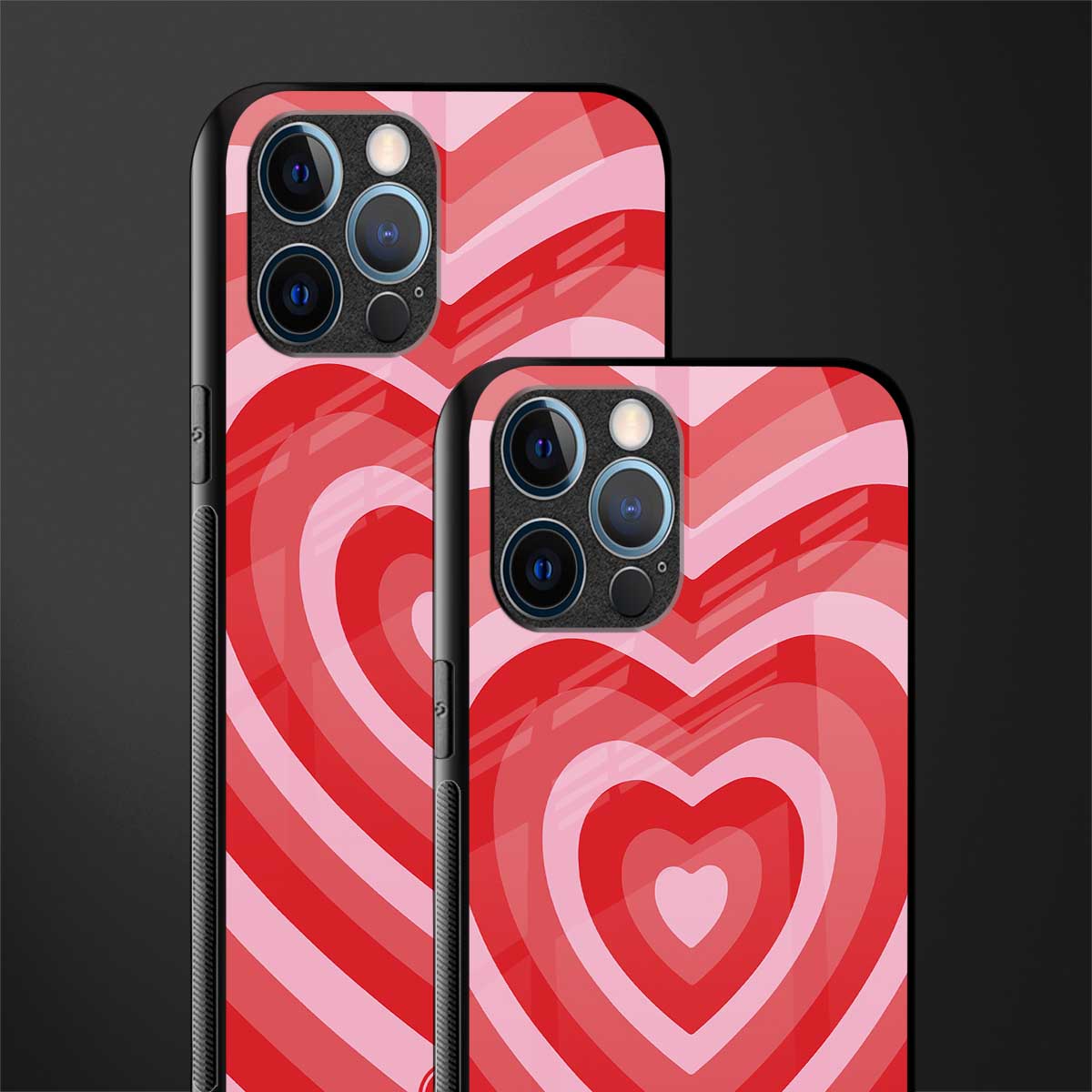 y2k red hearts aesthetic glass case for iphone 12 pro max image-2