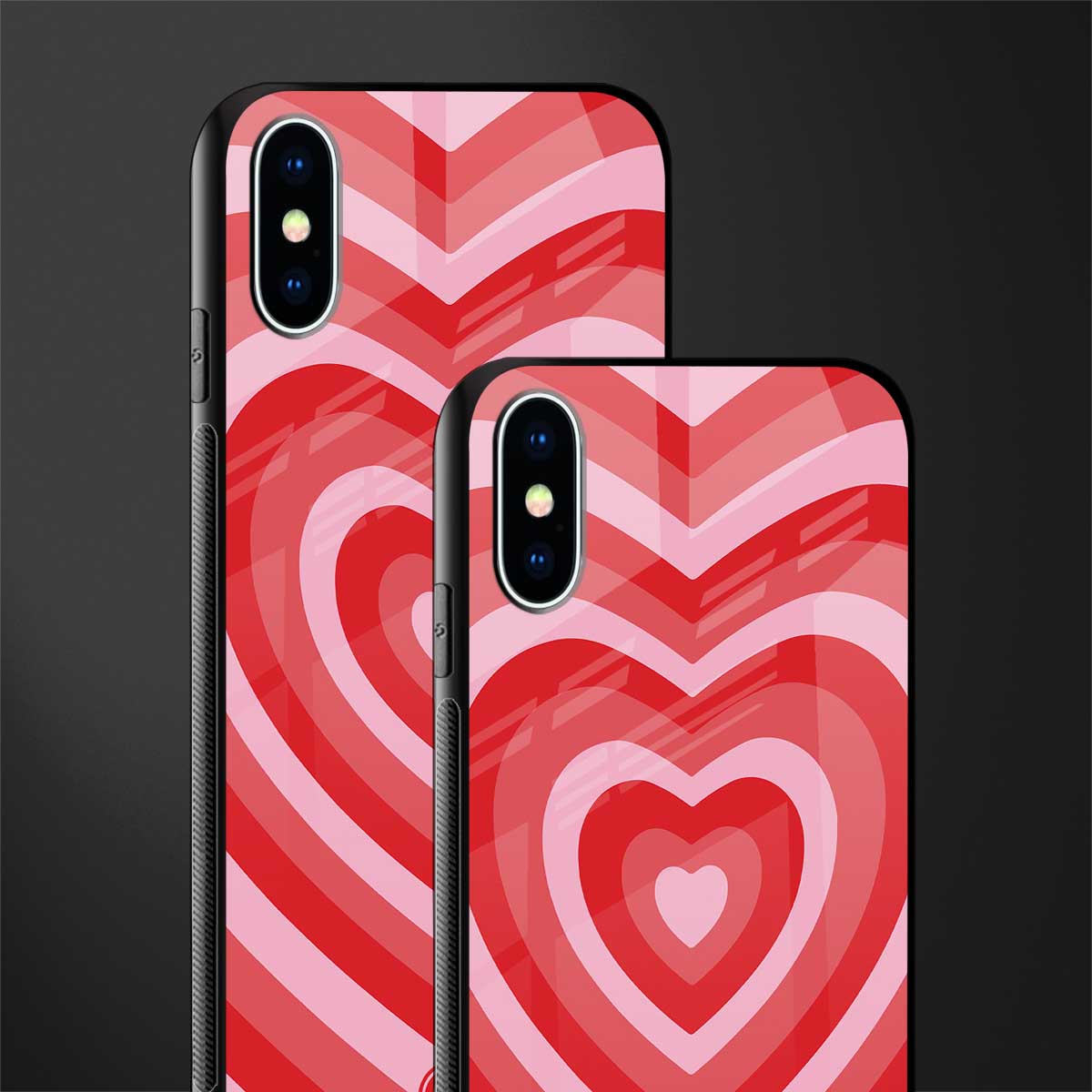 y2k red hearts aesthetic glass case for iphone x image-2