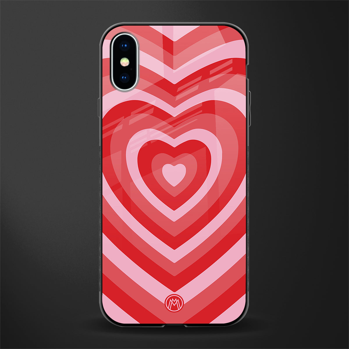 y2k red hearts aesthetic glass case for iphone xs image