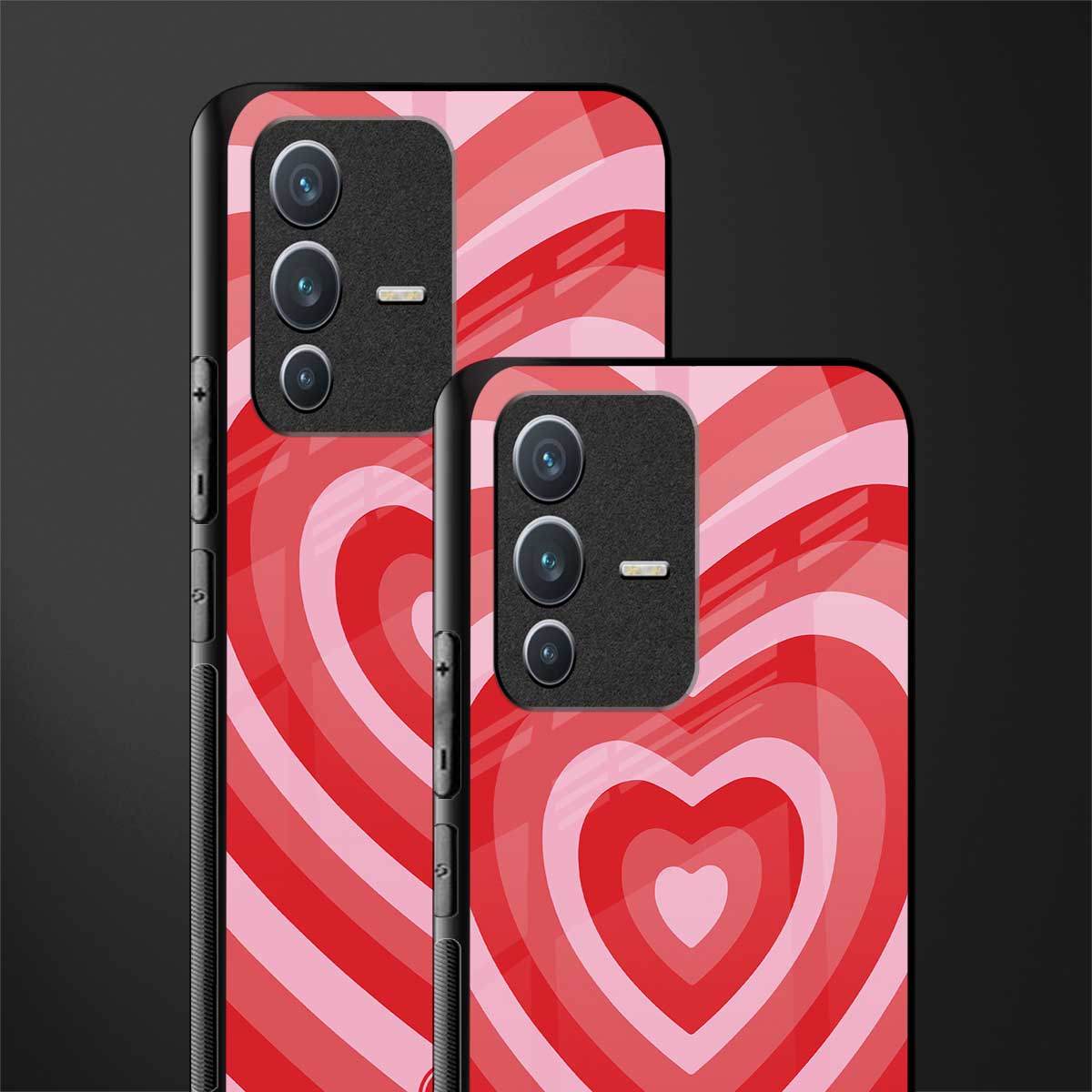 y2k red hearts aesthetic glass case for vivo v23 5g image-2