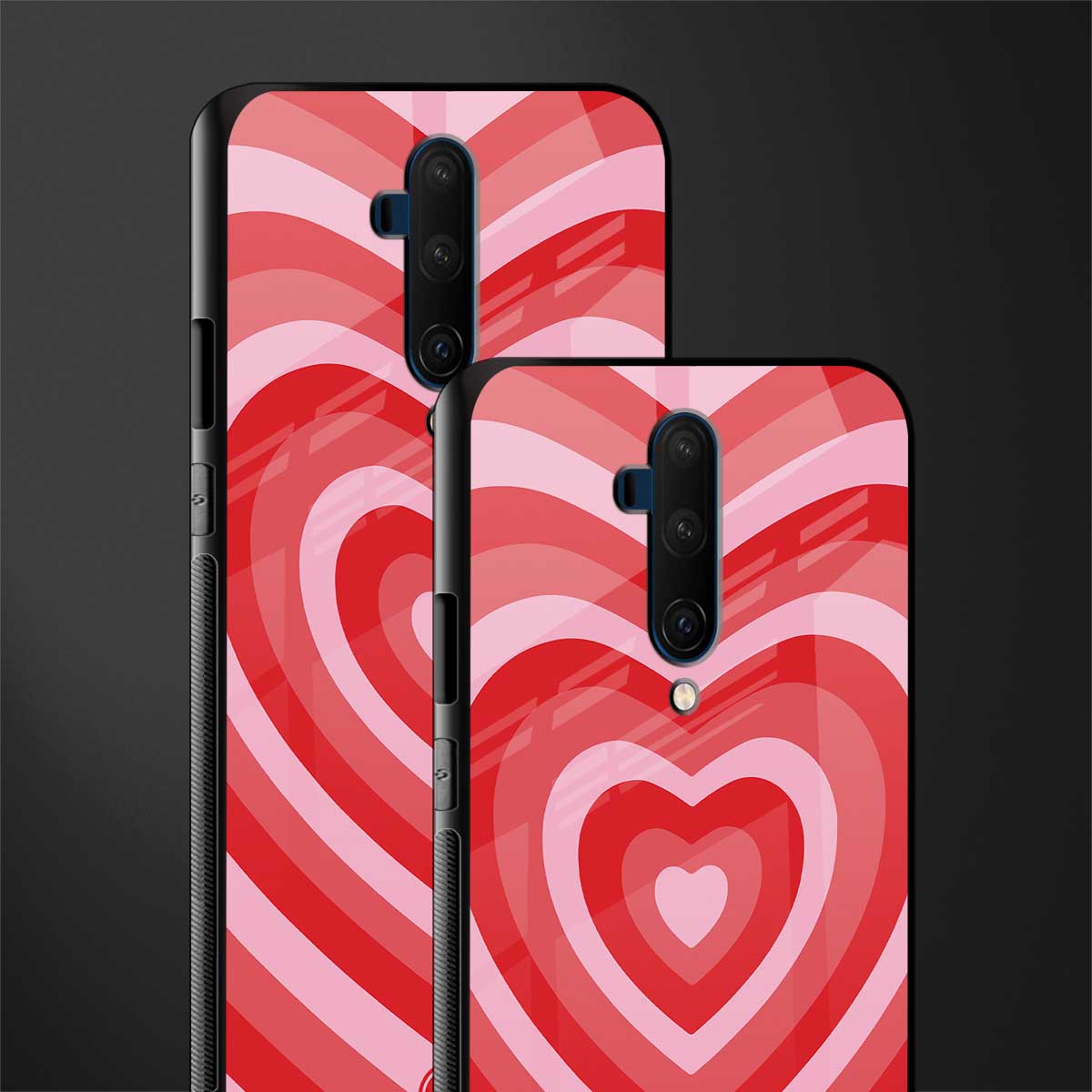 y2k red hearts aesthetic glass case for oneplus 7t pro image-2