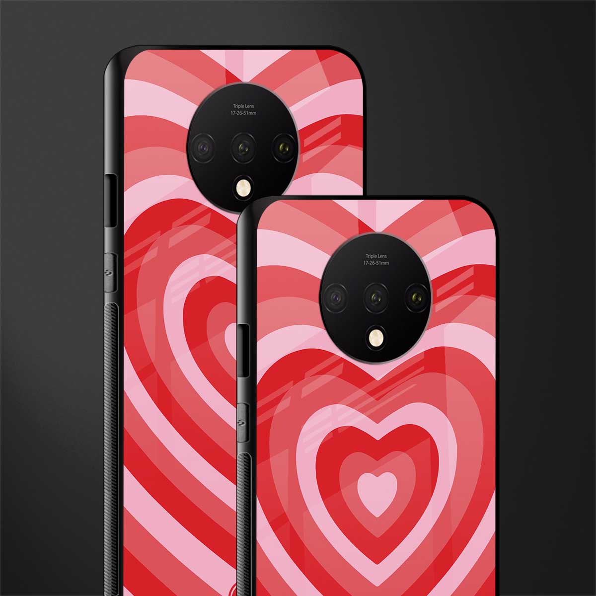 y2k red hearts aesthetic glass case for oneplus 7t image-2