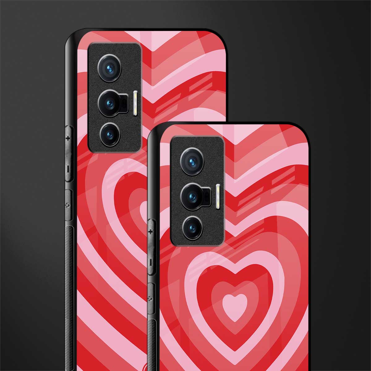 y2k red hearts aesthetic glass case for vivo x70 image-2