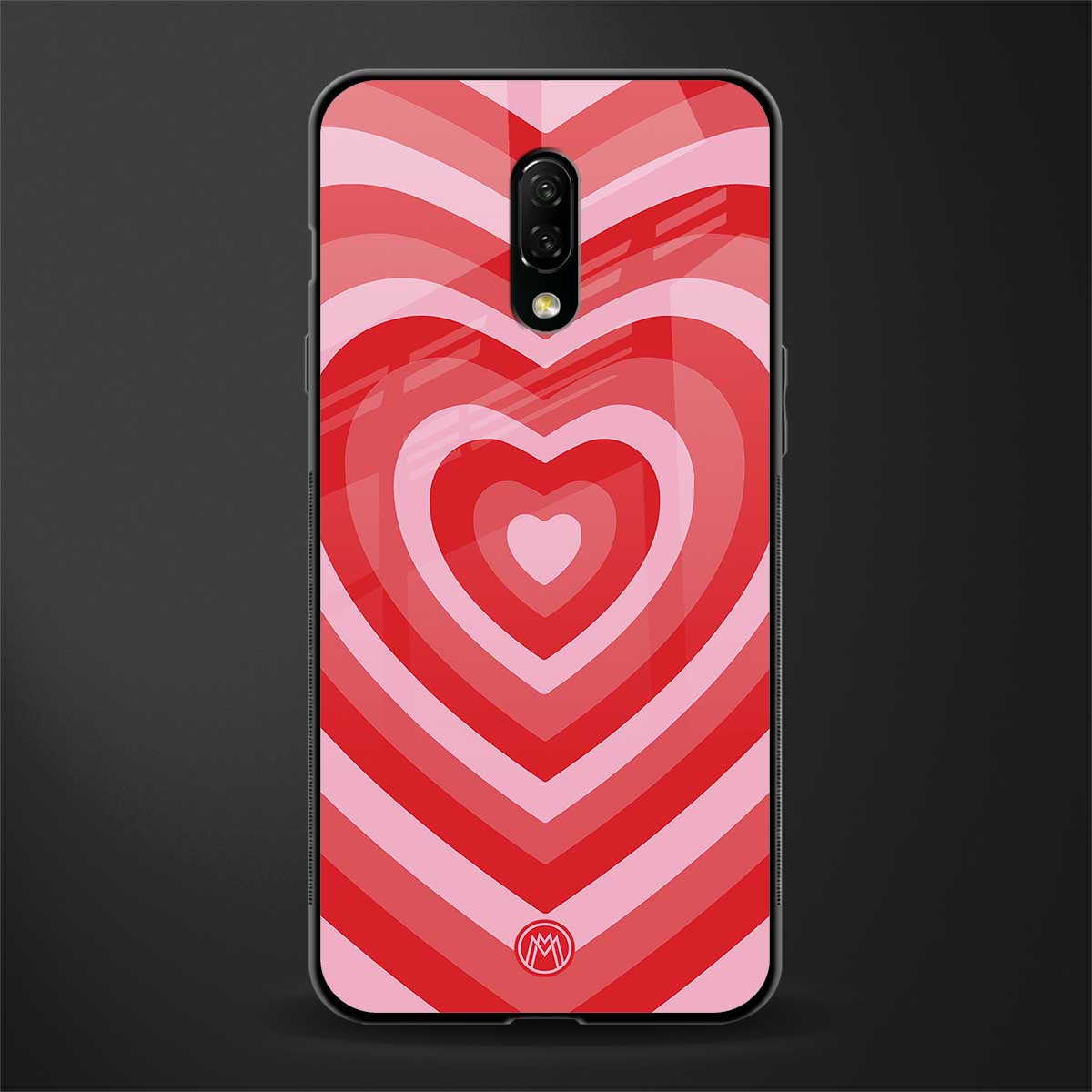 y2k red hearts aesthetic glass case for oneplus 7 image