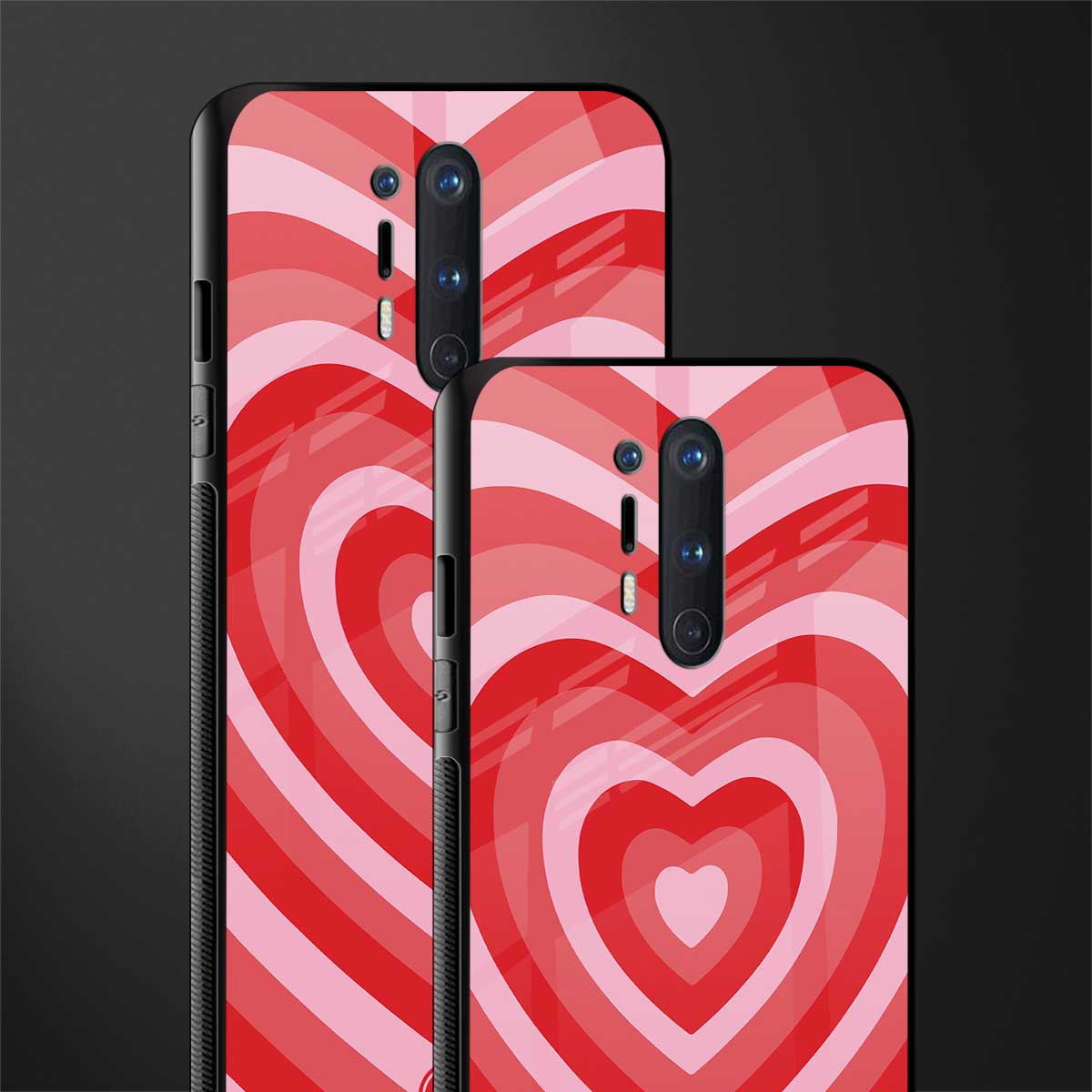 y2k red hearts aesthetic glass case for oneplus 8 pro image-2