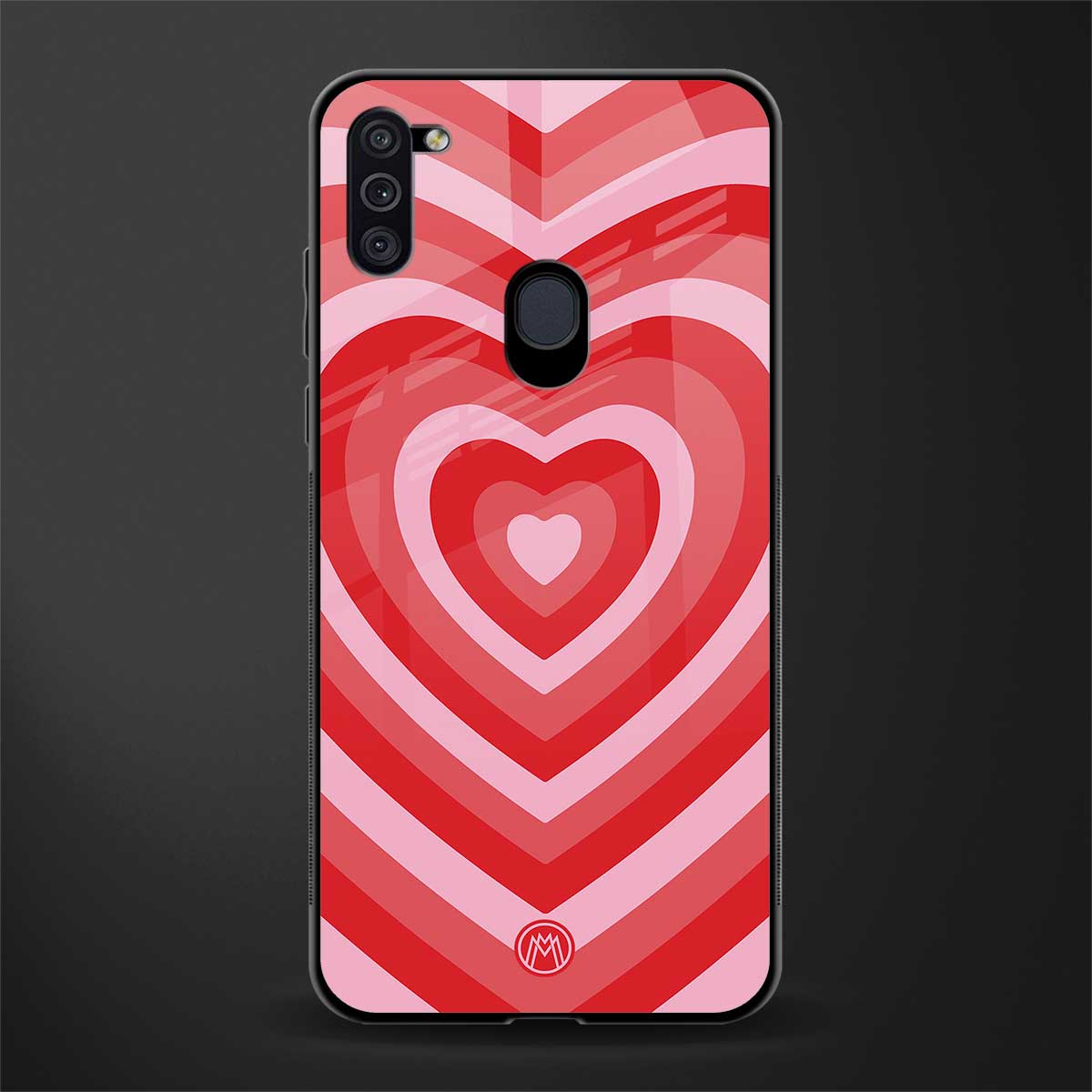 y2k red hearts aesthetic glass case for samsung a11 image
