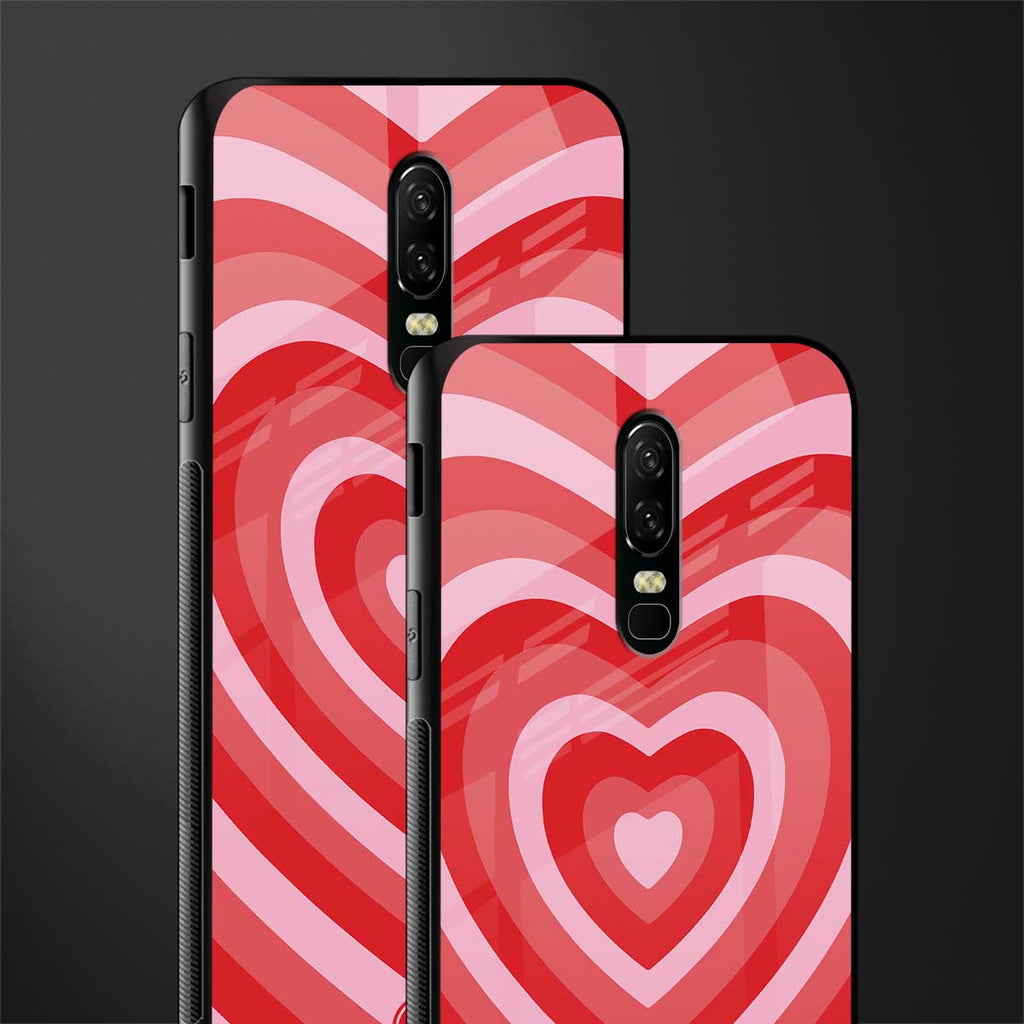y2k red hearts aesthetic glass case for oneplus 6 image-2