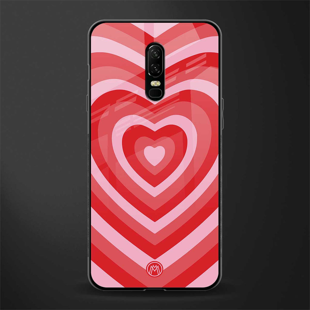 y2k red hearts aesthetic glass case for oneplus 6 image