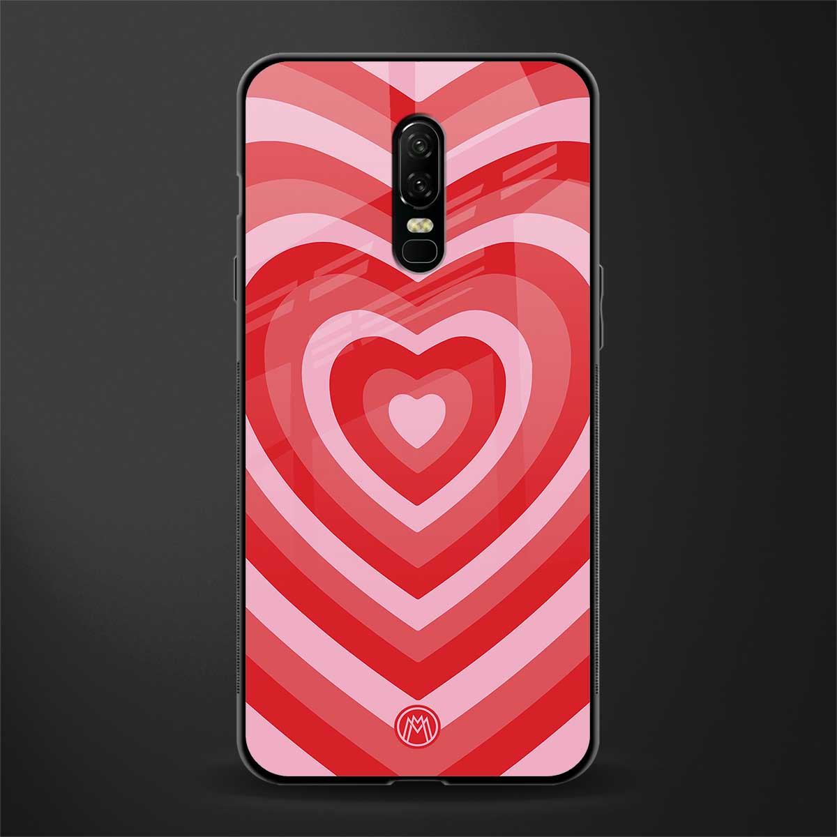 y2k red hearts aesthetic glass case for oneplus 6 image
