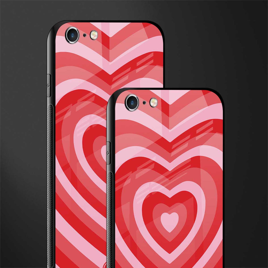 y2k red hearts aesthetic glass case for iphone 6 plus image-2