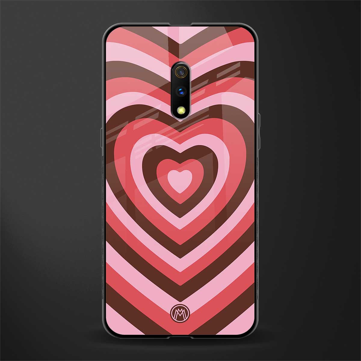 y2k red pink brown hearts aesthetic glass case for oppo k3 image