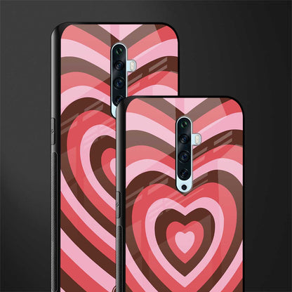 y2k red pink brown hearts aesthetic glass case for oppo reno 2z image-2