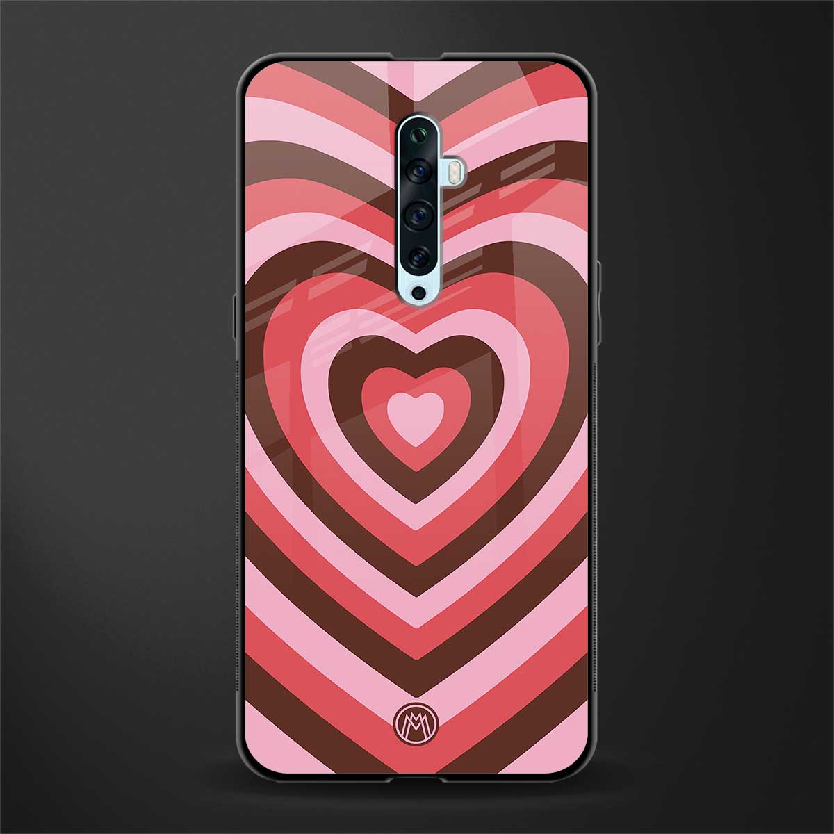 y2k red pink brown hearts aesthetic glass case for oppo reno 2f image