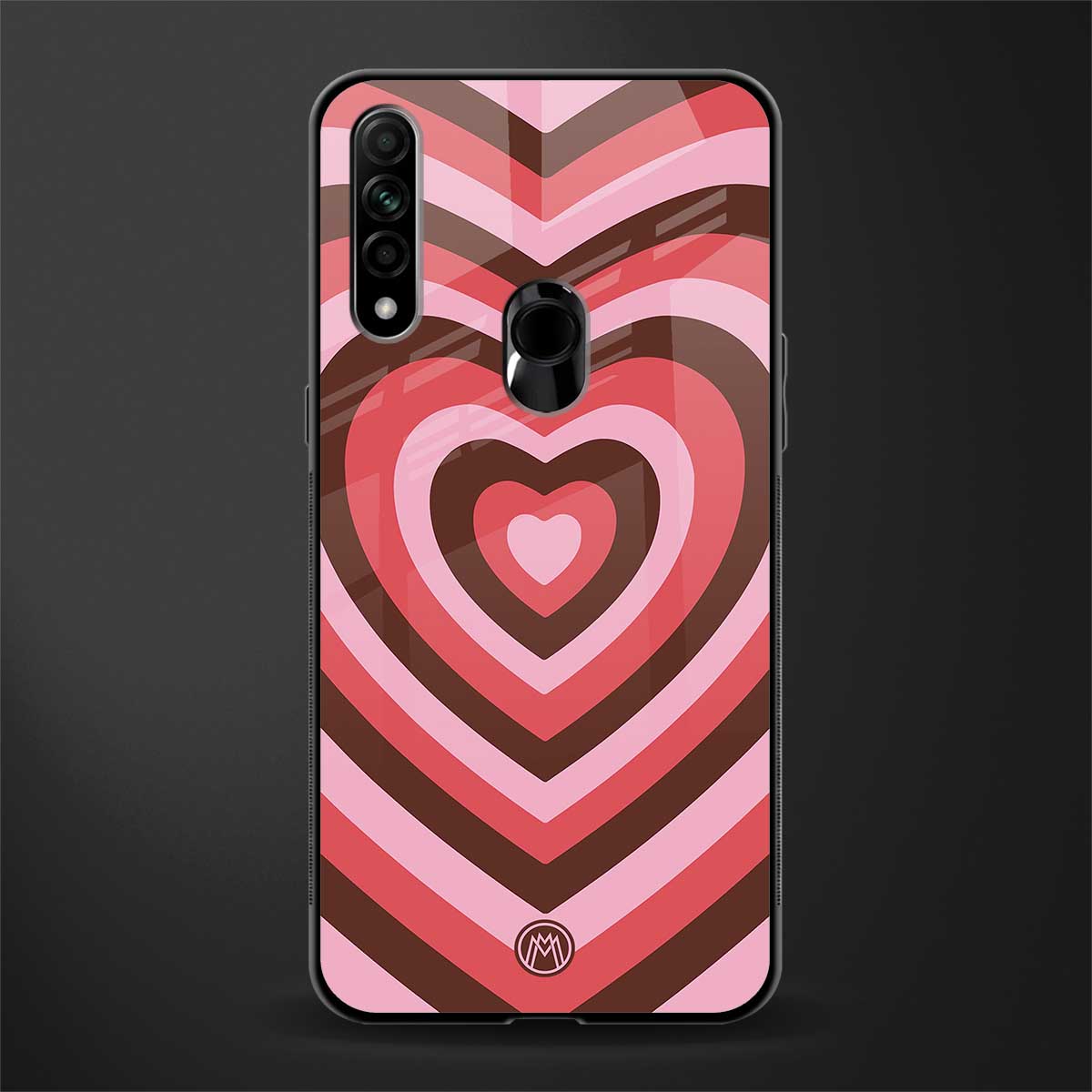 y2k red pink brown hearts aesthetic glass case for oppo a31 image