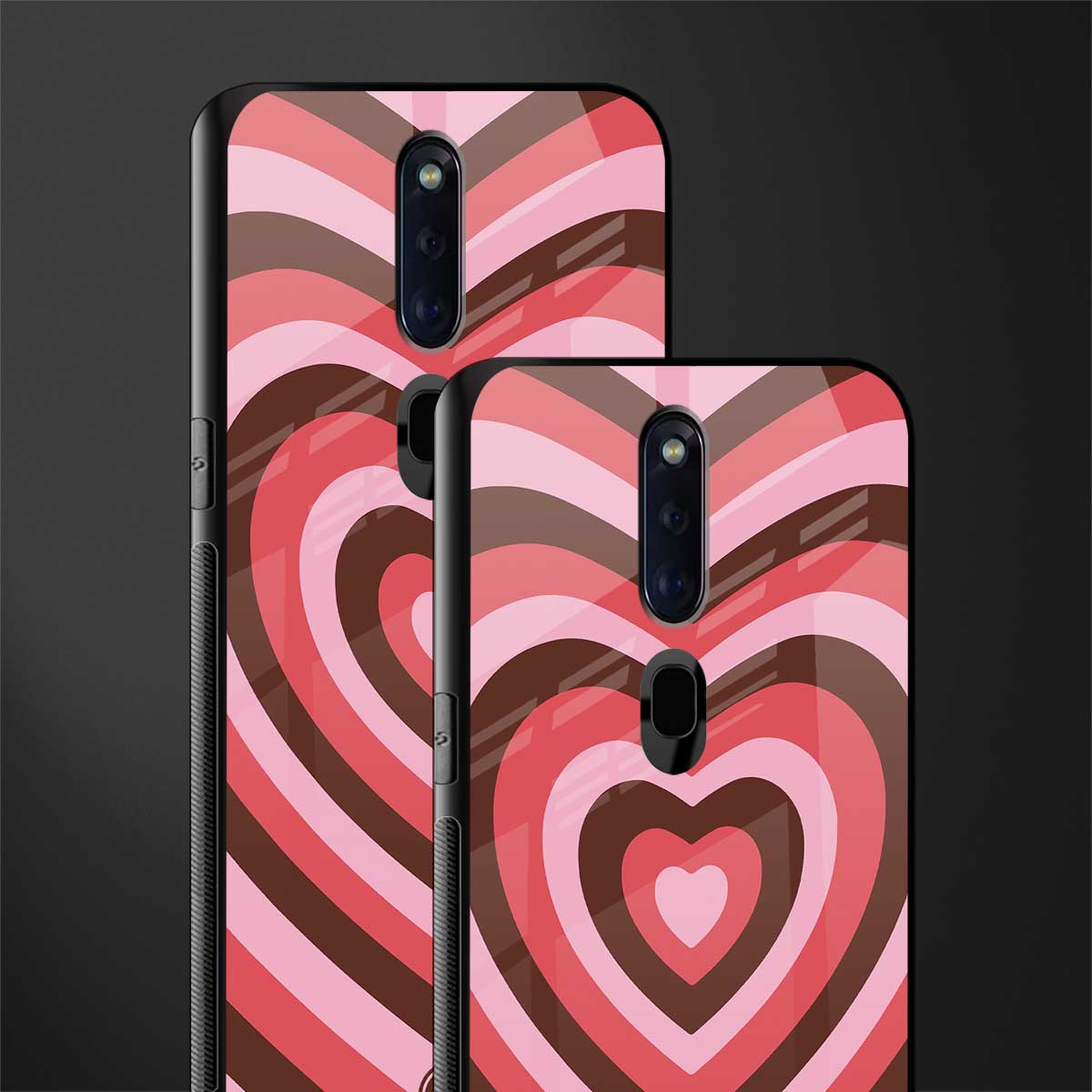 y2k red pink brown hearts aesthetic glass case for oppo f11 pro image-2