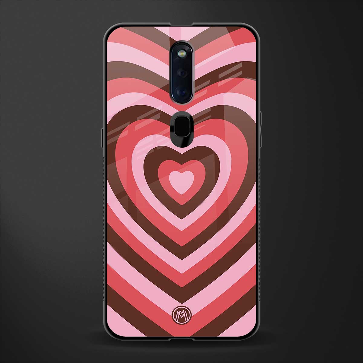 y2k red pink brown hearts aesthetic glass case for oppo f11 pro image