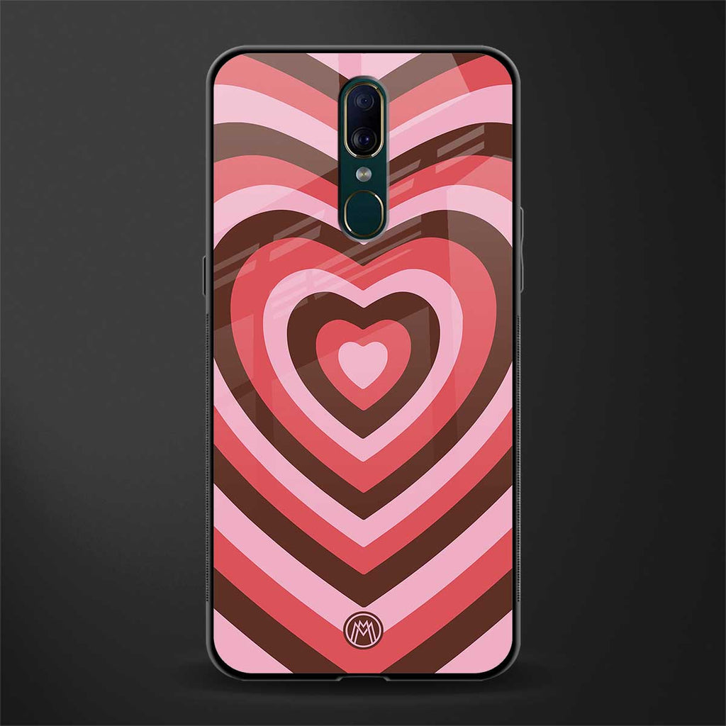 y2k red pink brown hearts aesthetic glass case for oppo a9 image