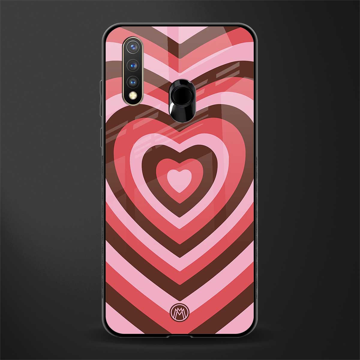 y2k red pink brown hearts aesthetic glass case for vivo u20 image