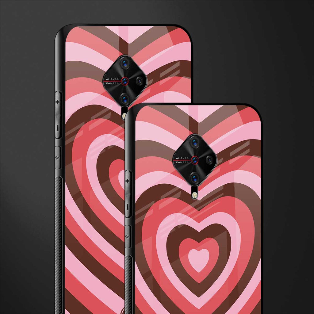 y2k red pink brown hearts aesthetic glass case for vivo s1 pro image-2