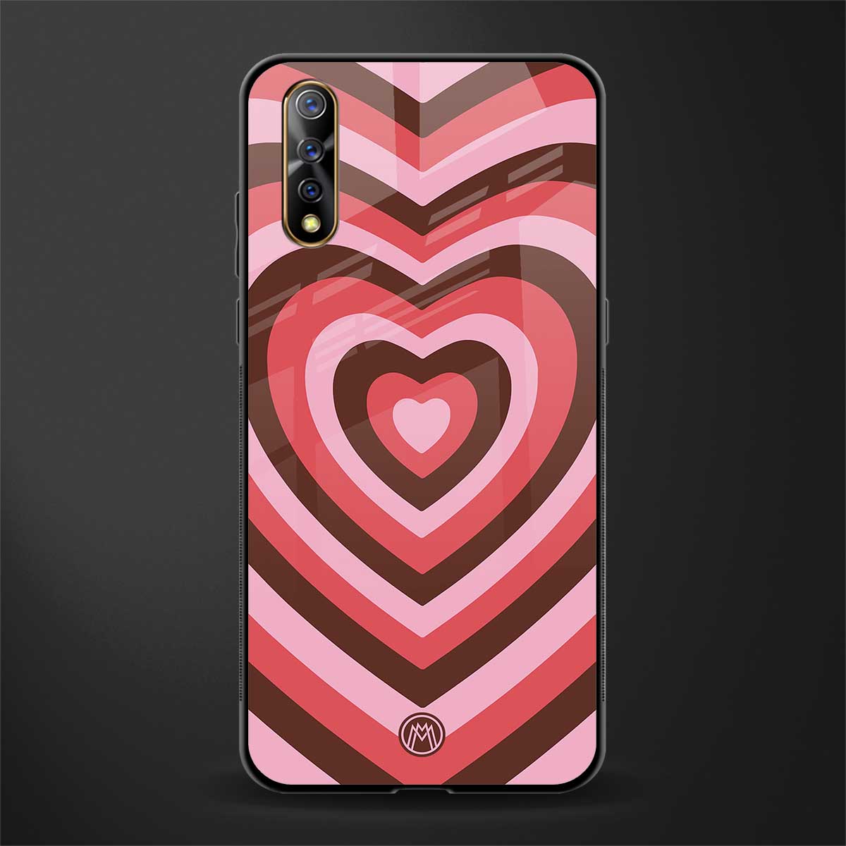 y2k red pink brown hearts aesthetic glass case for vivo z1x image
