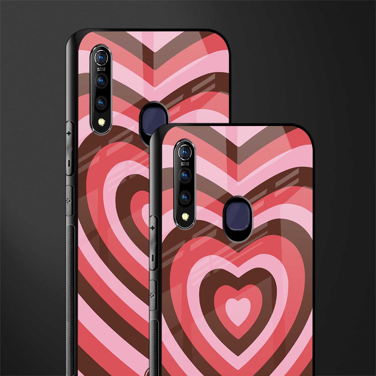 y2k red pink brown hearts aesthetic glass case for vivo z1 pro image-2