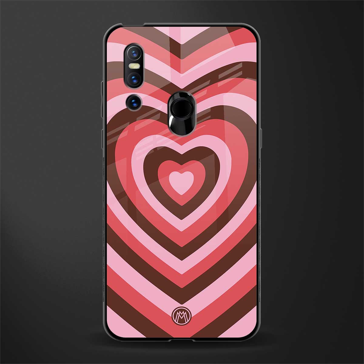 y2k red pink brown hearts aesthetic glass case for vivo v15 image