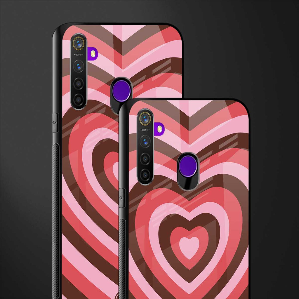 y2k red pink brown hearts aesthetic glass case for realme 5 pro image-2