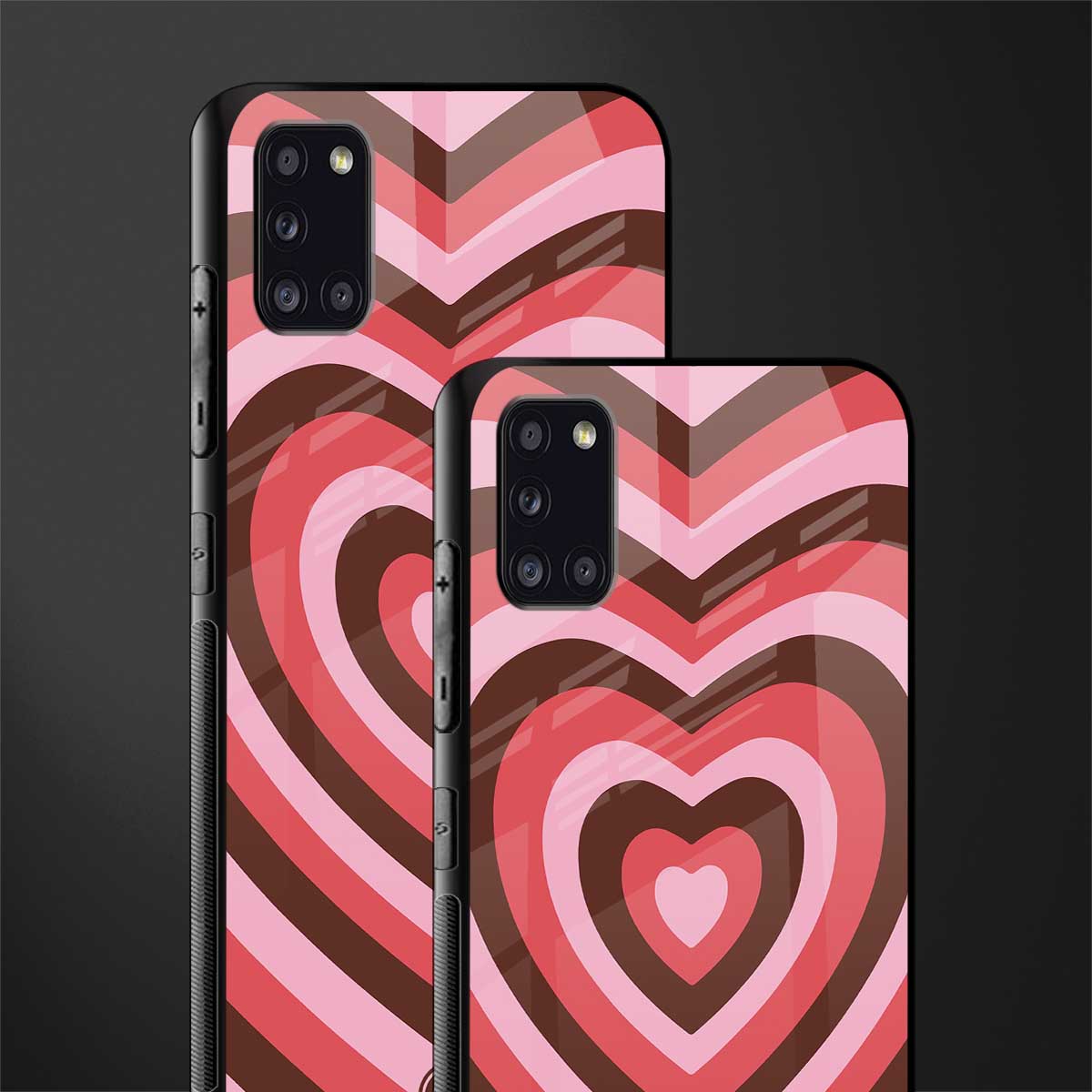 y2k red pink brown hearts aesthetic glass case for samsung galaxy a31 image-2