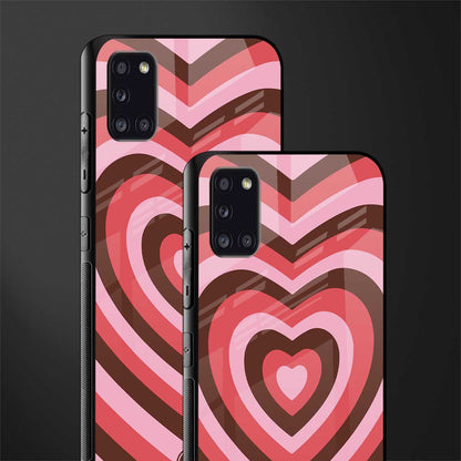y2k red pink brown hearts aesthetic glass case for samsung galaxy a31 image-2